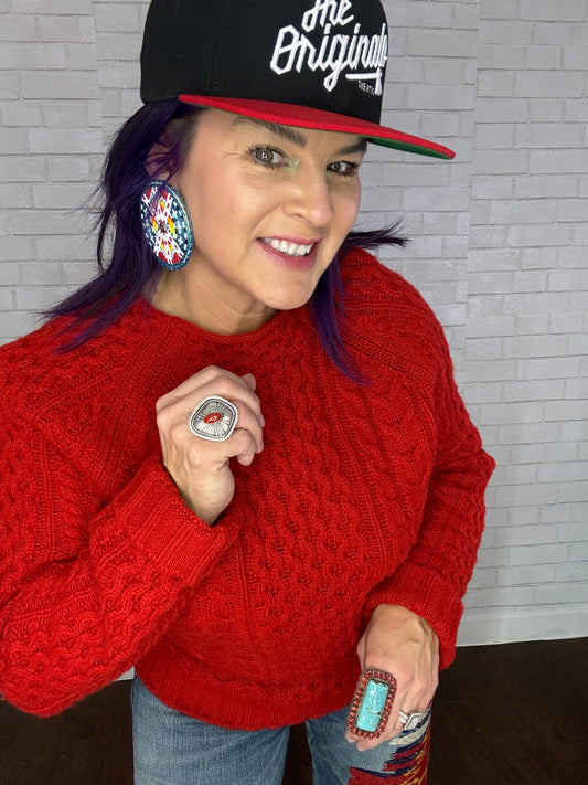 Red Coral and Sterling Silver Ring