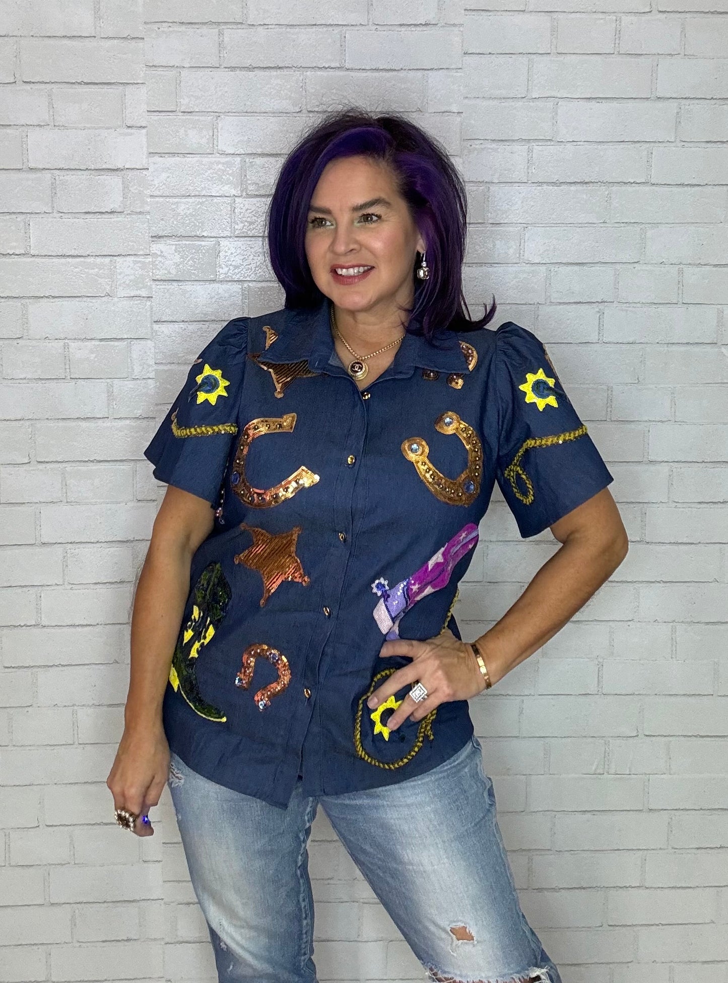 Denim Cowgirl Icon Top