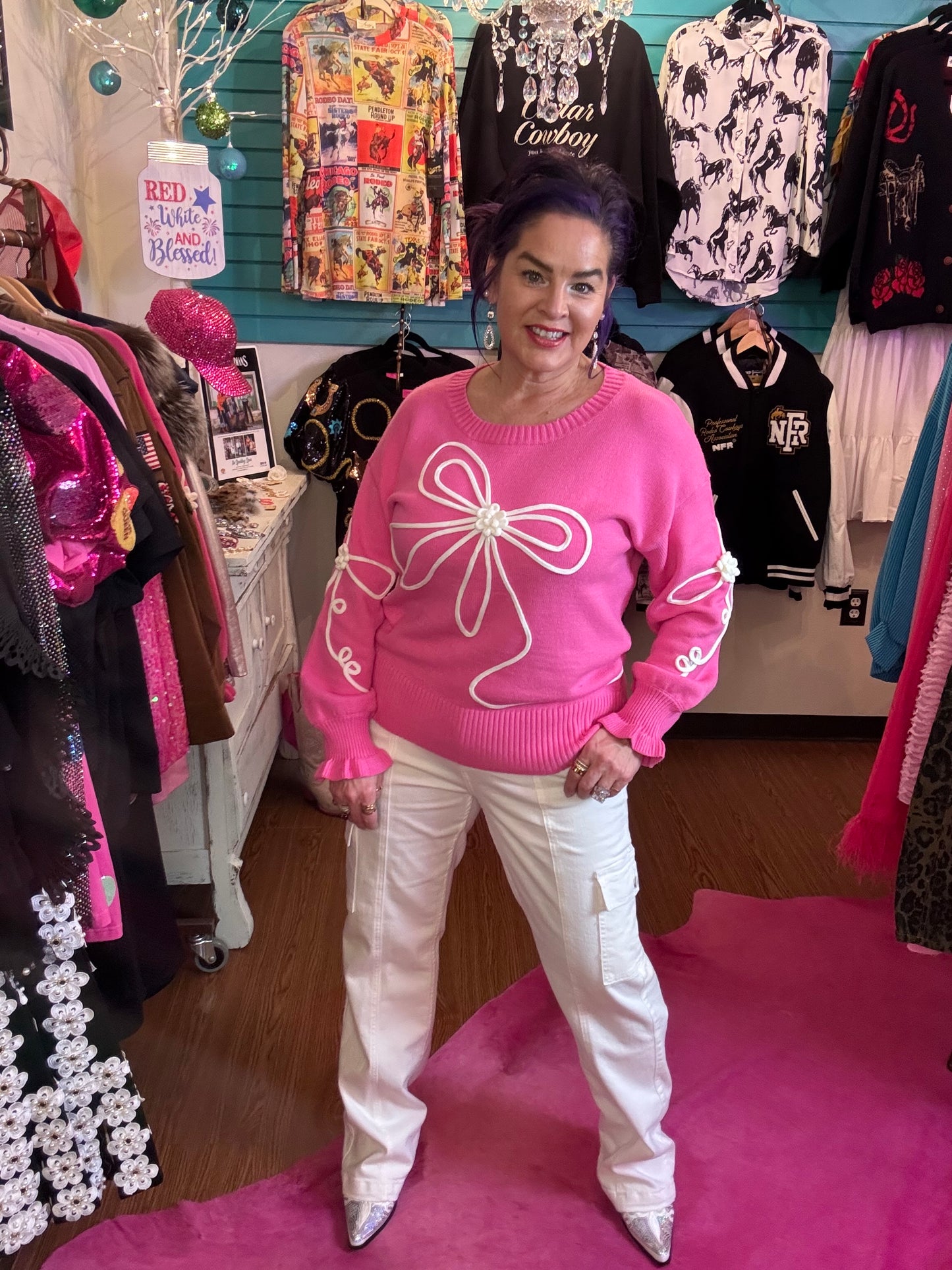 Pretty Bow Pink Sweater