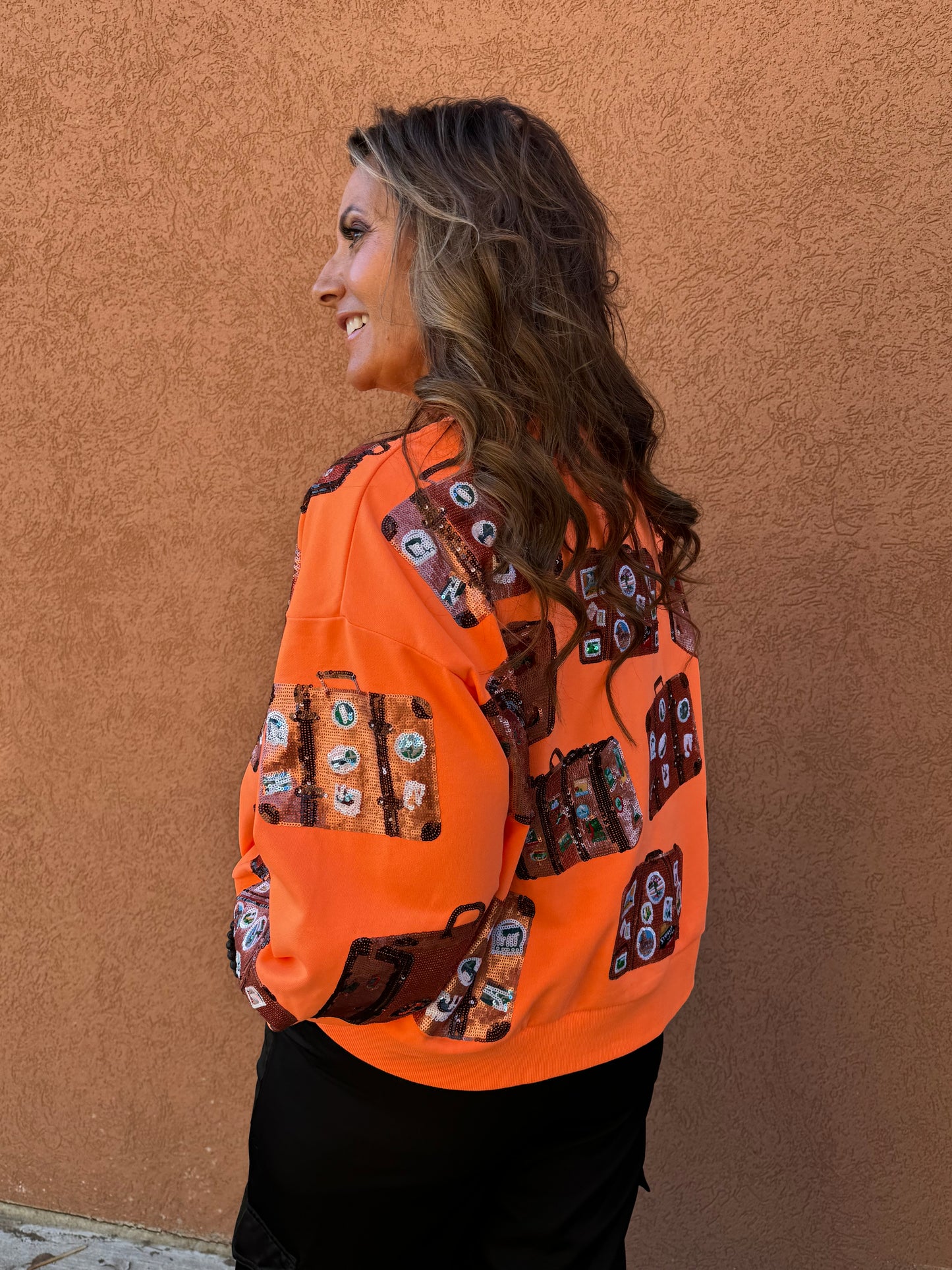 Neon Orange Vintage Luggage Sweatshirt