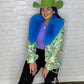 Sequin Multi-Colored Blazer w/Faux Fur Collar