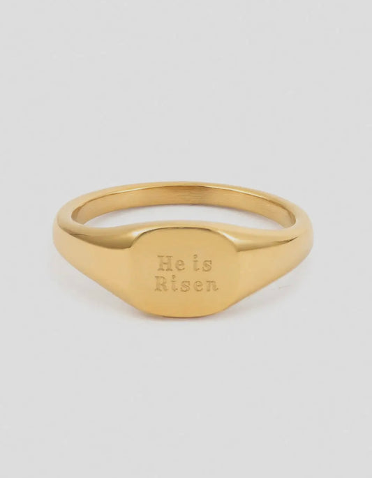 He Is Risen Signet Ring