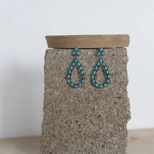 Turq Oval Hoop Earrings