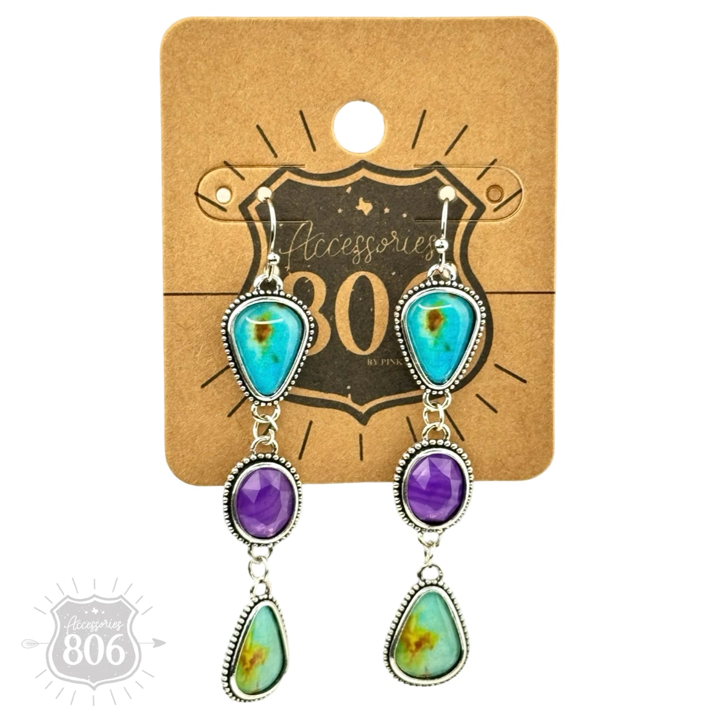 Triple Stone Drop Earring