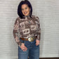 The LaDue Western Rodeo Print Sheer Mesh Top