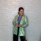 Sequin Multi-Colored Blazer w/Faux Fur Collar