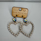 Cream Pearl Heart Earrings, AB Austrian Crystal