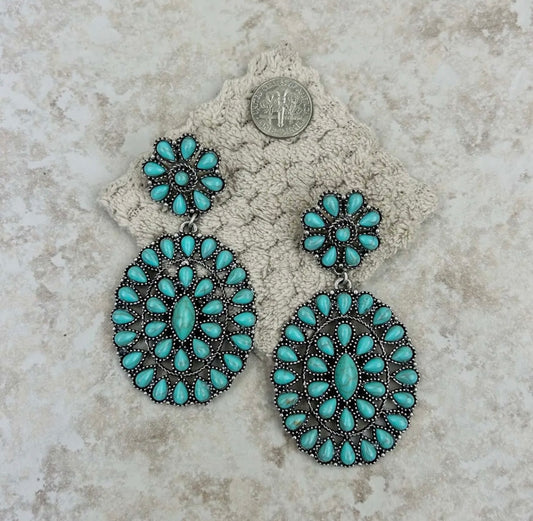 Turquoise Oval Post Earrings