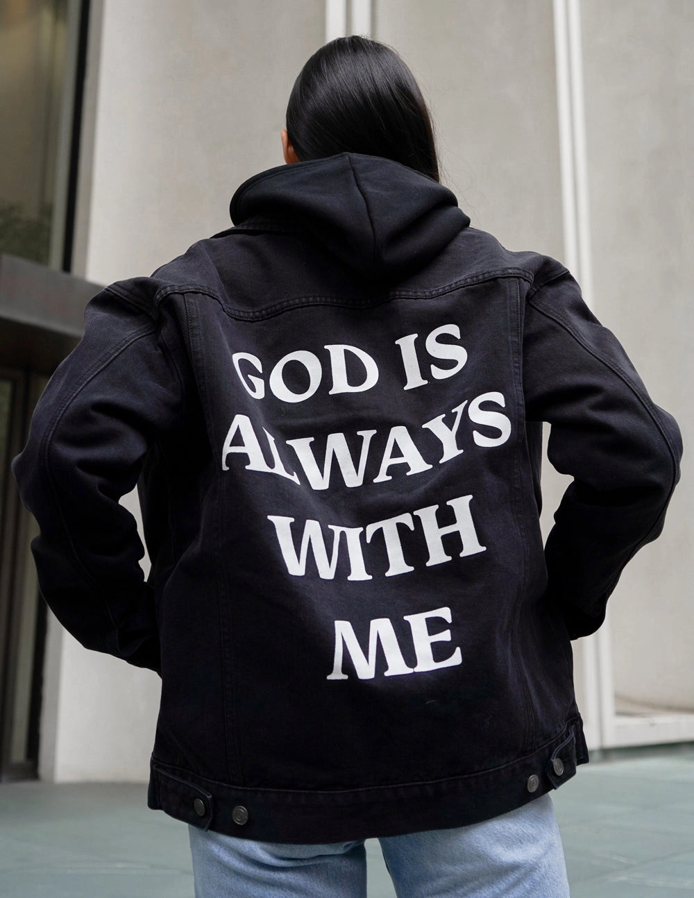 GOD is Always with Me Denim Jacket