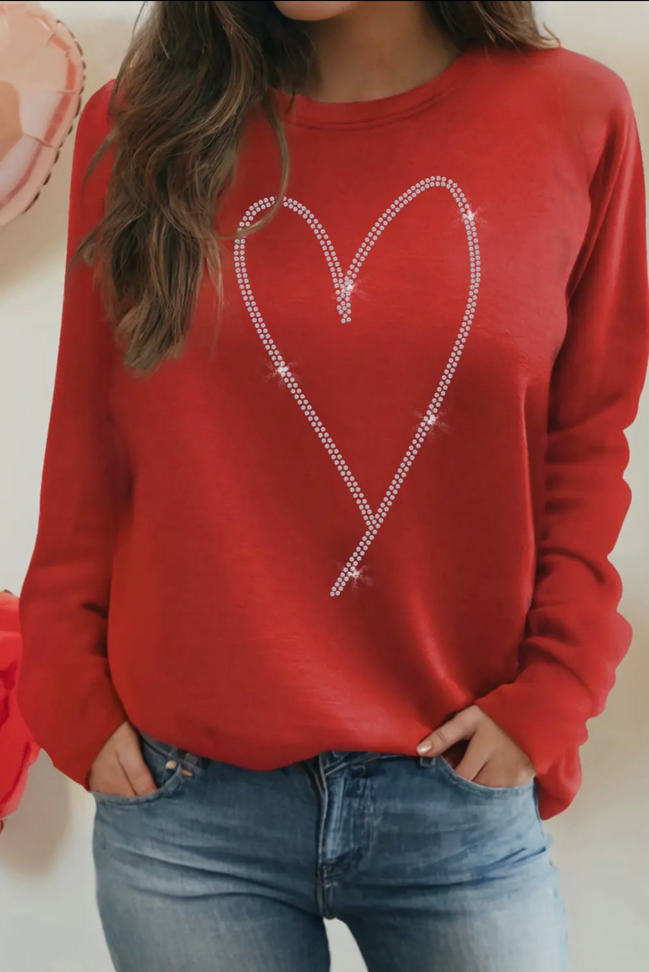 Rhinestone Red Heart Sweatshirt