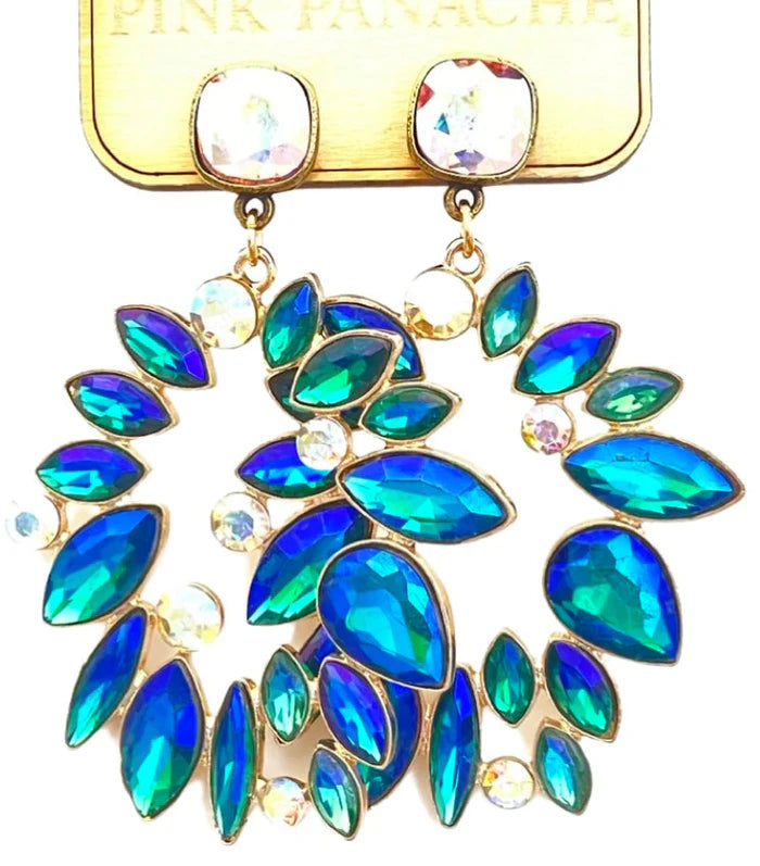 Blue Rhinestone Statement Earring