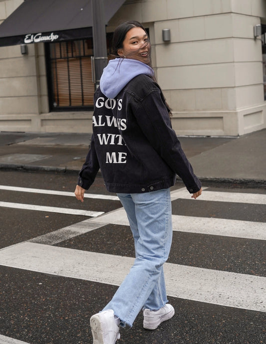 GOD is Always with Me Denim Jacket