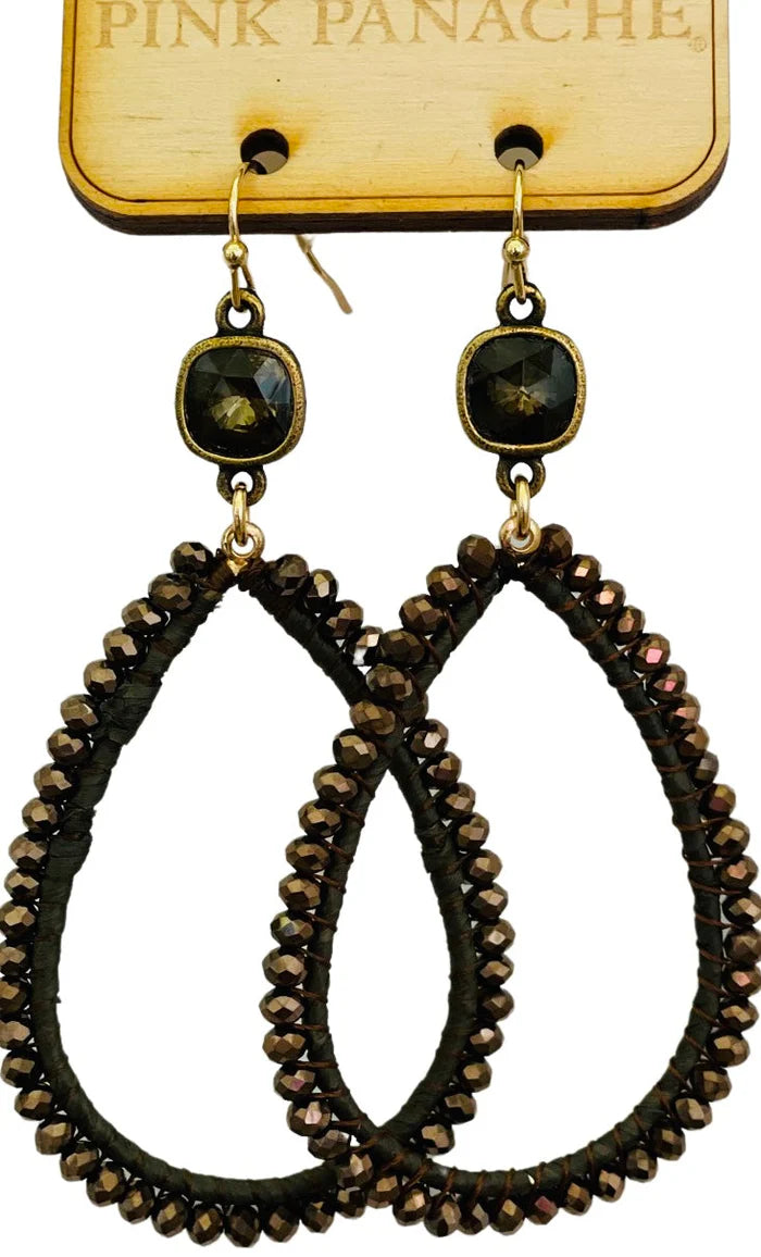 Chocolate Bead Teardrop Earring