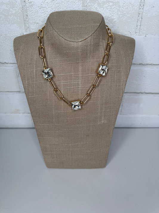 Rhinestone Charm Choker Necklace