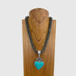 Pearl Beads with Blue Turquoise Heart Pendant Necklace