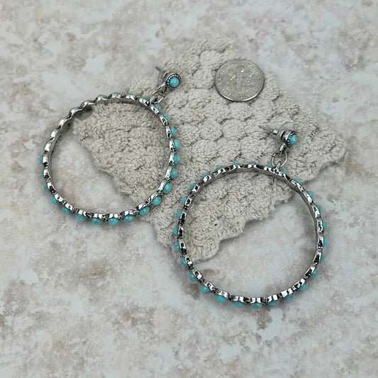 Stone Hoop Earrings