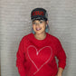 Rhinestone Red Heart Sweatshirt