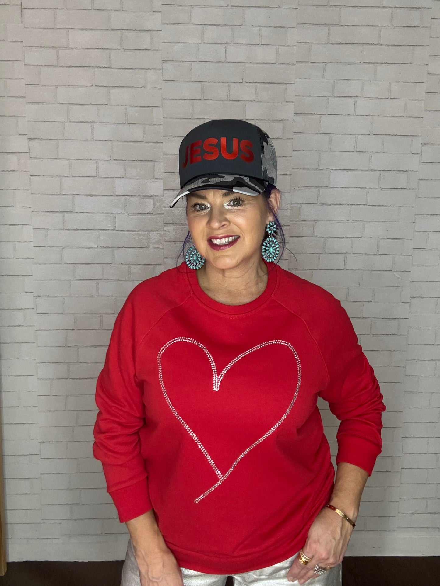 Rhinestone Red Heart Sweatshirt