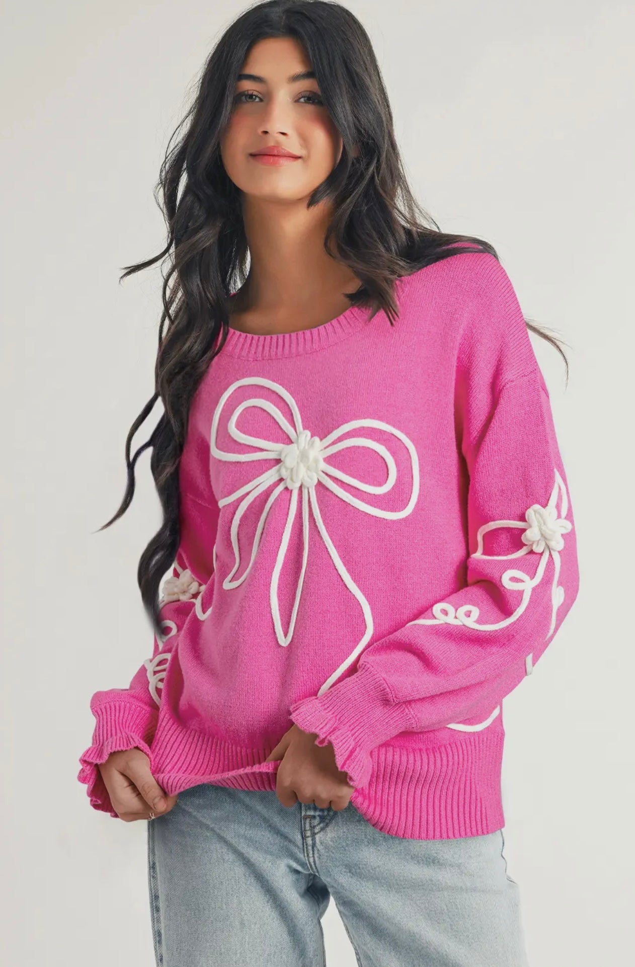 Pretty Bow Pink Sweater