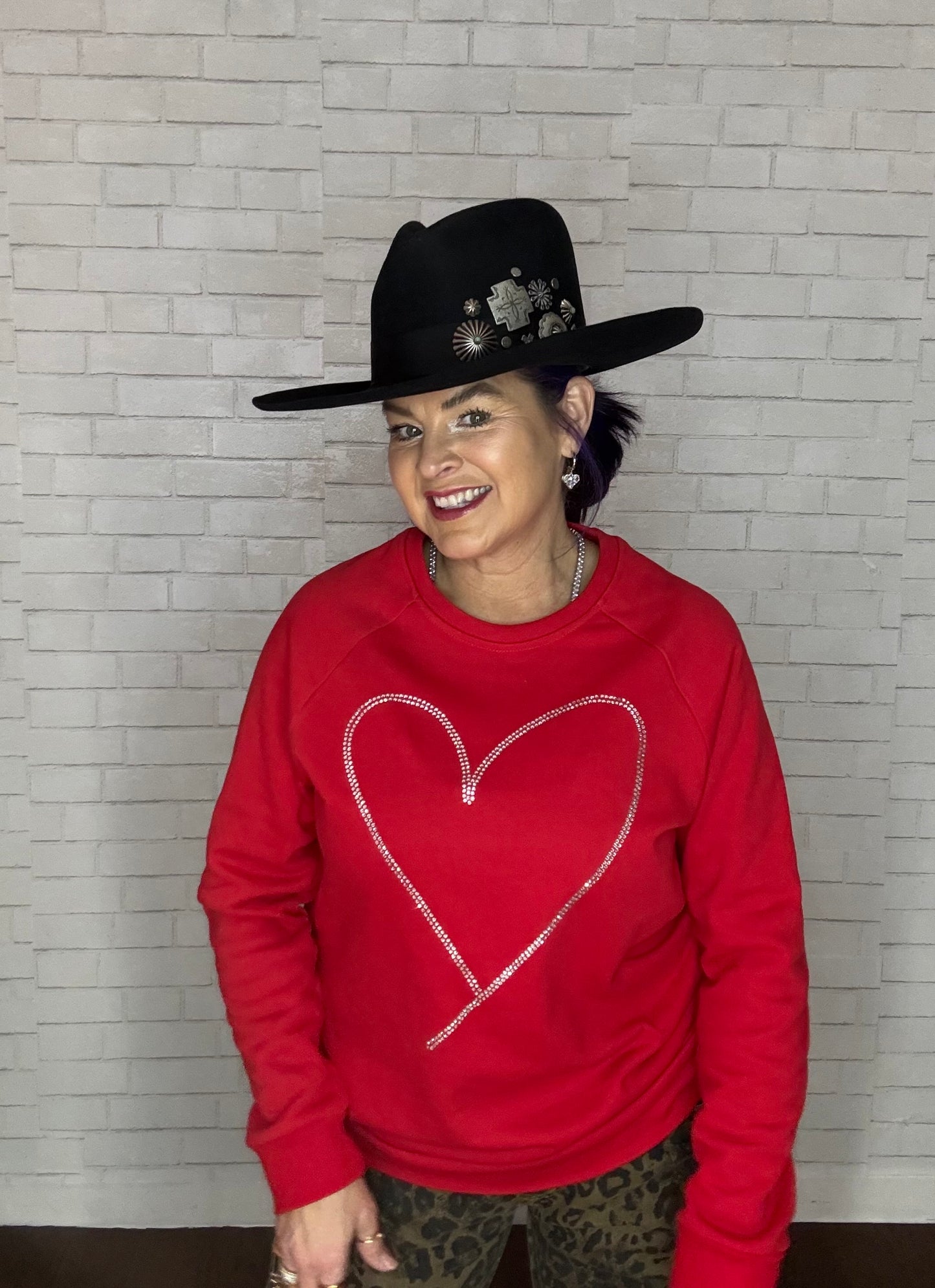 Rhinestone Red Heart Sweatshirt