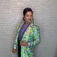 Sequin Multi-Colored Blazer w/Faux Fur Collar