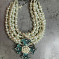 5 Strand Pearl Turquoise Cross Necklace